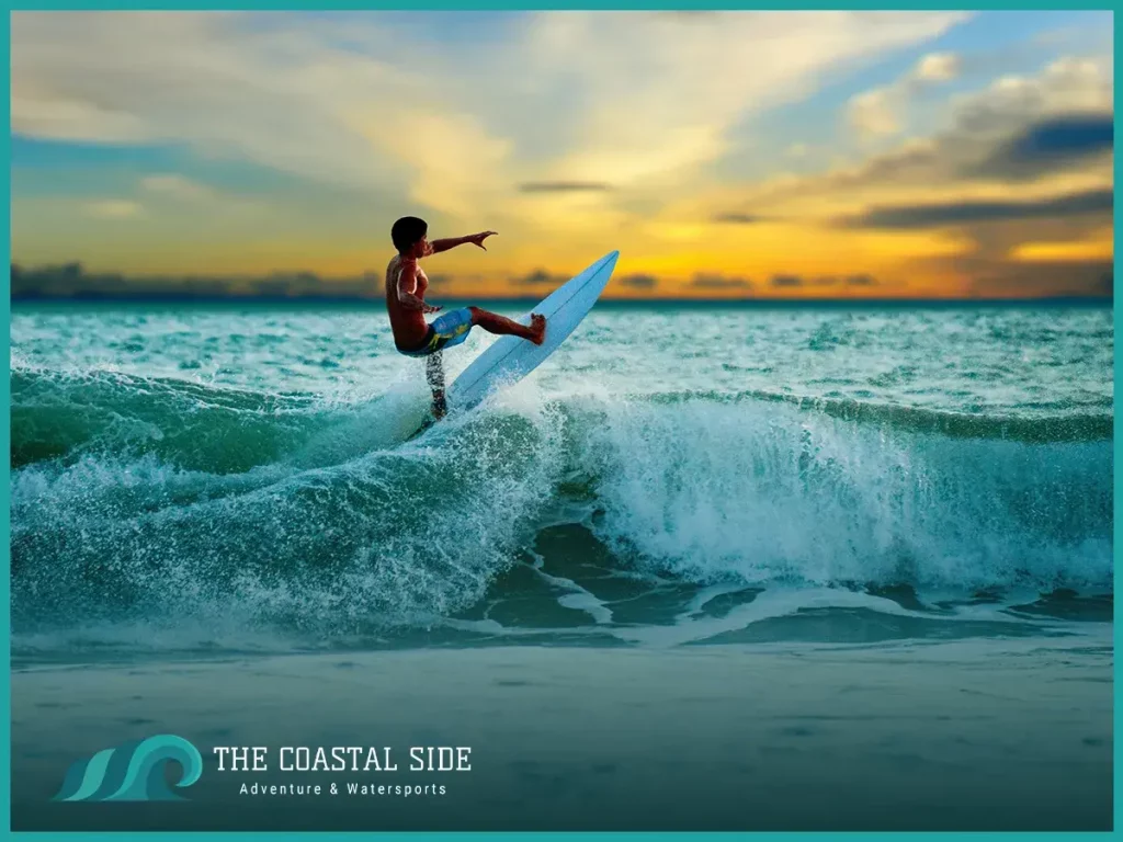 Man riding the waves on a shortboard