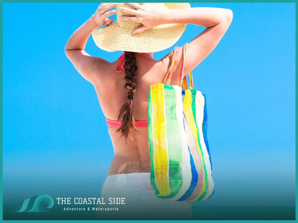 Woman with beach tote