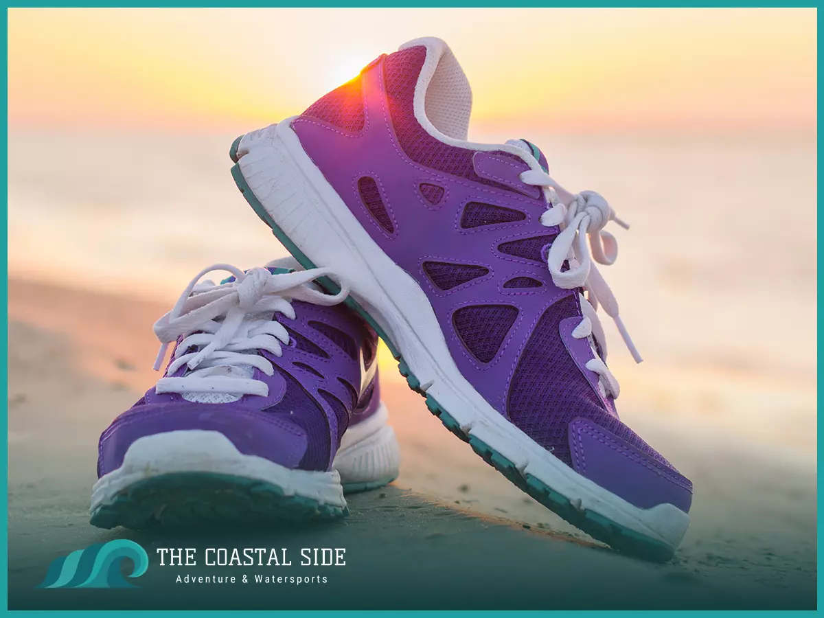 Purple running shoes are not what you wear while paddle boarding