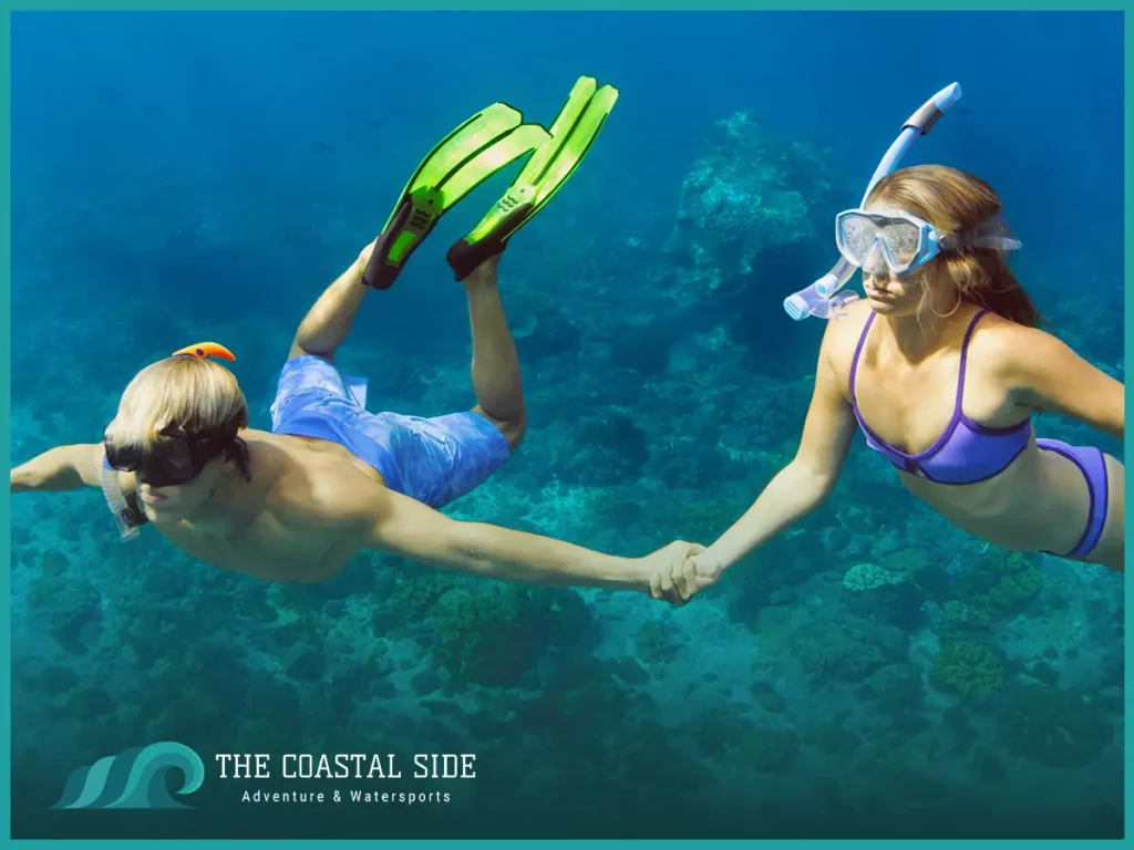 Young couple on a snorkeling tour in south carolina