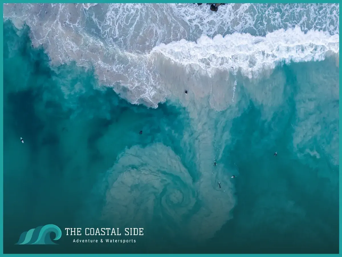Rip tide current from a drone footage