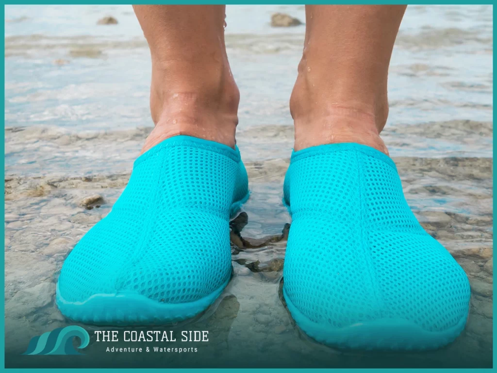 Teal blue kayaking shoes for women