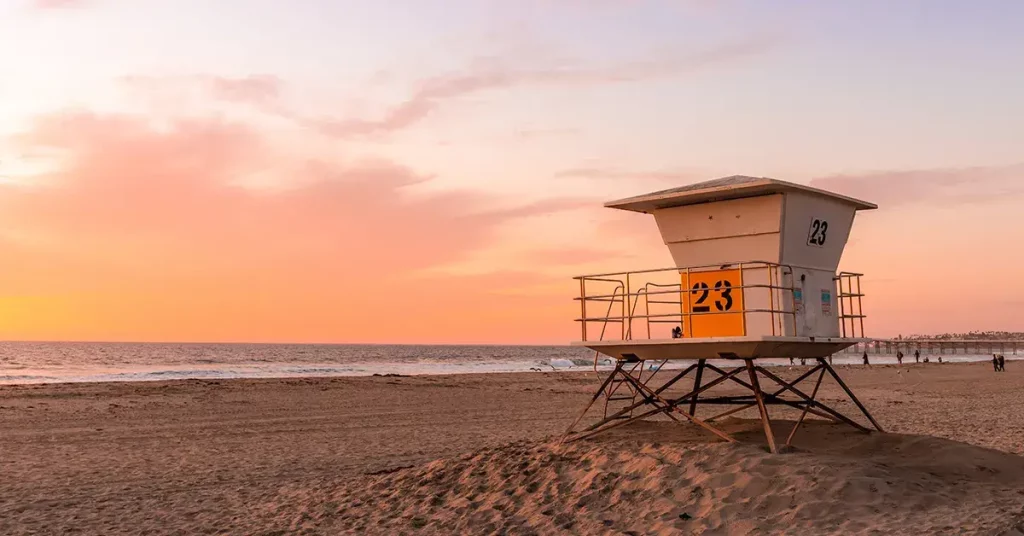 lifeguard tower 23 on one of the secluded beaches in southern california