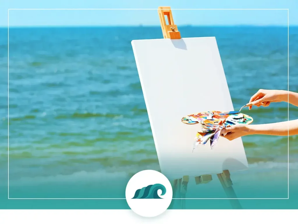 Painting seascapes at the beach