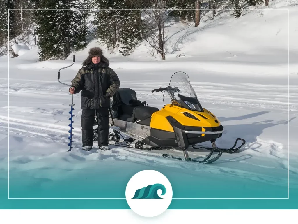 Prep your snowmobile ice fishing setup with the necessary ice fishing gear