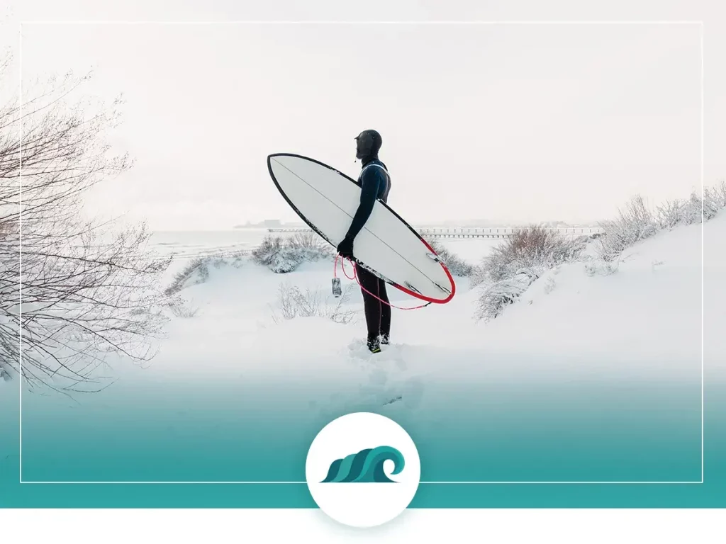 Should you surf at a snowy beach?
